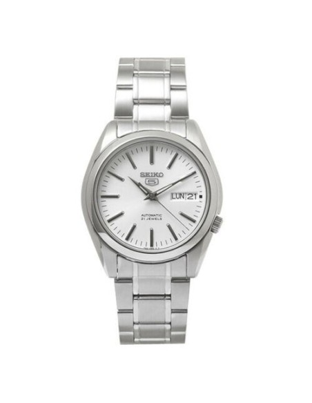 Reloj automático hombre Seiko 5 SNKL41K1 dial blanco plata 38mm correa acero