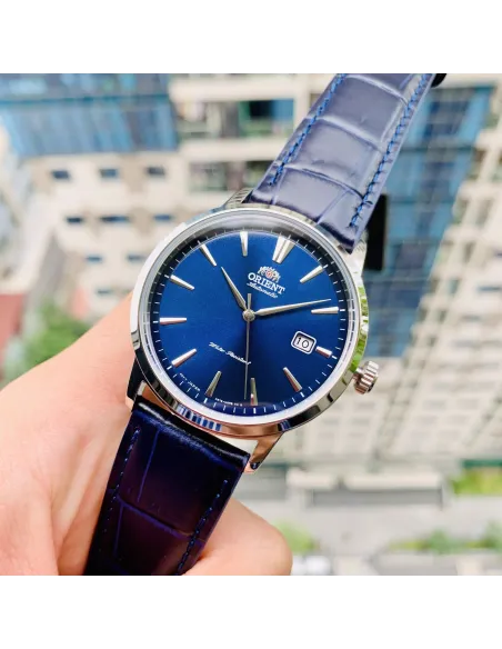 Reloj Automático hombre Orient Bambino Simphony RA-AC0F06L dial azul correa cuero
