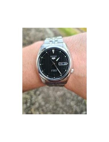 Reloj automático hombre Seiko 5 SNK361K1 dial negro correa acero 37mm diámetro