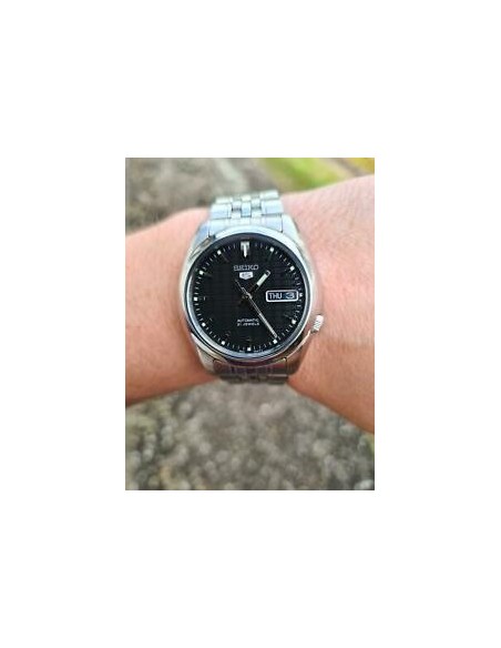 Reloj automático hombre Seiko 5 SNK361K1 dial negro correa acero 37mm diámetro