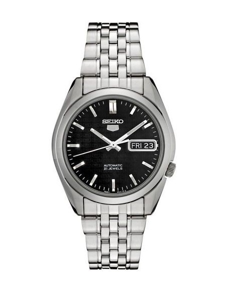 Reloj automático hombre Seiko 5 SNK361K1 dial negro correa acero 37mm diámetro