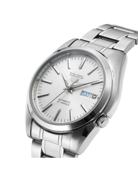 Reloj automático hombre Seiko 5 SNKL41K1 dial blanco plata 38mm correa acero