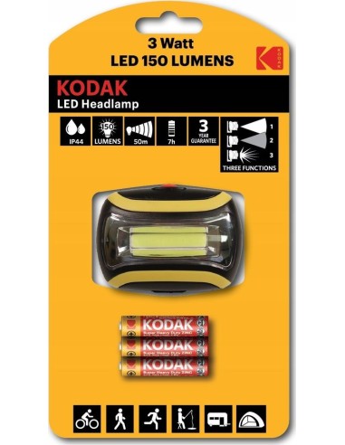 LINTERNA KODAK LED DE CABEZA 150 LUMENES 3W BLISTER
