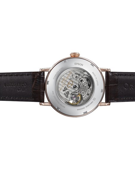 Reloj Automático hombre Orient Star RE-AV0001S oro rosa crista zafiro correa cuero Power Reserve 50H