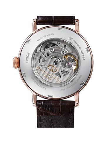 Reloj Automático hombre Orient Star RE-AV0001S oro rosa crista zafiro correa cuero Power Reserve 50H