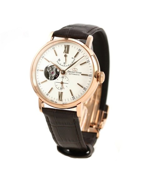 Reloj Automático hombre Orient Star RE-AV0001S oro rosa crista zafiro correa cuero Power Reserve 50H