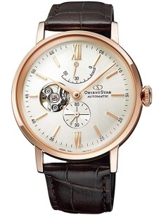 Reloj Automático hombre Orient Star RE-AV0001S oro rosa crista zafiro correa cuero Power Reserve 50H