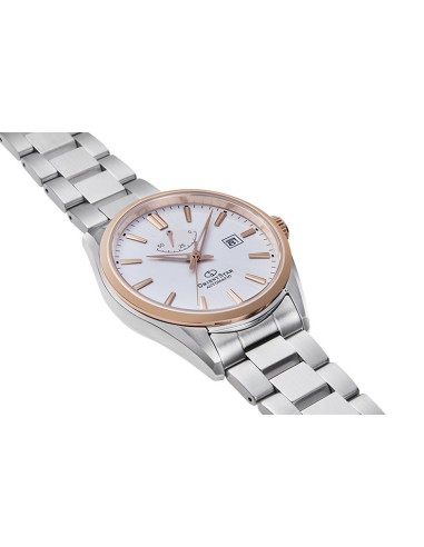 Reloj automático hombre Orient Star RE-AU0401S dial blanco bisel oro rosado Cristal Zafiro