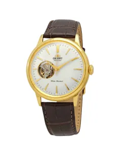 Reloj Automático hombre Orient Bambino RA-AG0003S Open Heart correa cuero oro rosa