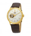 Reloj Automático hombre Orient Bambino RA-AG0003S dial plata 40.5mm Open Heart correa cuero oro rosa (admite cuerda manual)