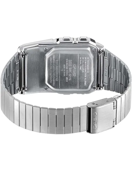 Reloj Casio Unisex DBC-611-1D Iluminador Plata Telememo Calculadora