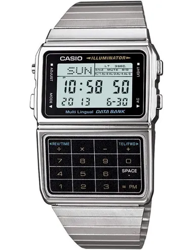 Reloj Casio Unisex DBC-611-1D Iluminador Plata Telememo Calculadora