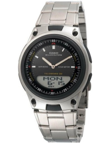 reloj hombre CASIO aw-80d-1a Hora Mundial - 30 telememo - 10 años batería