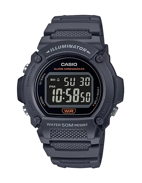 Reloj deportivo hombre Casio W219h-8B Luz LED Cronómetro alarma 50m Water Resist