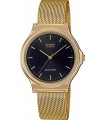 Reloj unisex vintage Casio MQ-24MG-1E dial negro correa dorada milanesa