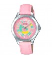 Reloj Casio Analógico Ltp-e129l-4a dial rosa 35mm correa de piel rosa