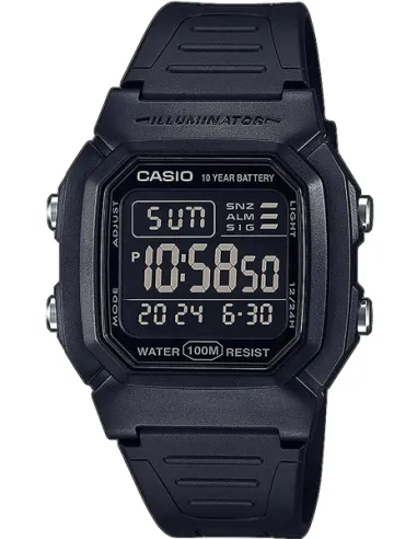 Reloj digital hombre Casio W800H-1B 10 años batería correa goma luz led