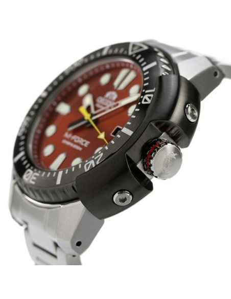 copy of reloj automático hombre buceo Orient M-Force RA-AC0L01B dial negro 45mm correa acero 200m water resist