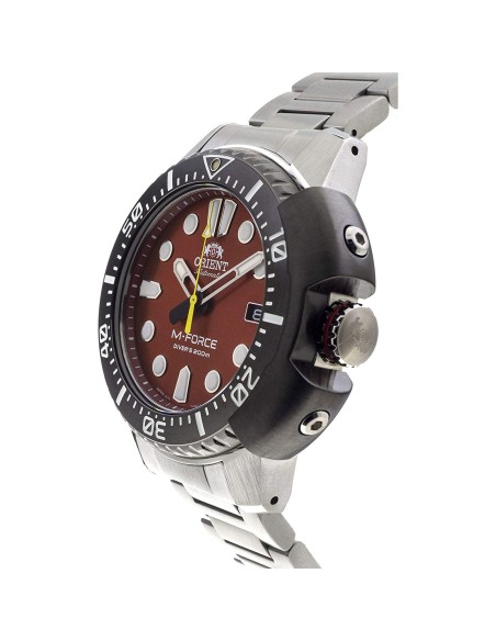 reloj automático hombre buceo Orient M-Force RA-AC0L02R dial rojo 45mm correa acero 200m water resist