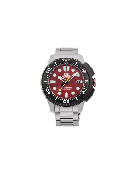 reloj automático hombre buceo Orient M-Force RA-AC0L02R dial rojo 45mm correa acero 200m water resist