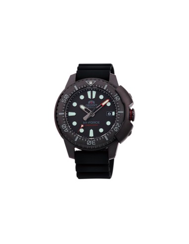 copy of reloj automático hombre buceo Orient M-Force RA-AC0L01B dial negro 45mm correa acero 200m water resist