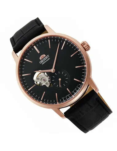 Reloj automático hombre Orient RA-AR0103B Open Heart correa cuero dial negro 40mm (permite cuerda manual)