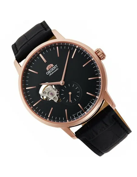 Reloj automático hombre Orient RA-AR0103B Open Heart correa cuero dial negro 40mm (permite cuerda manual)