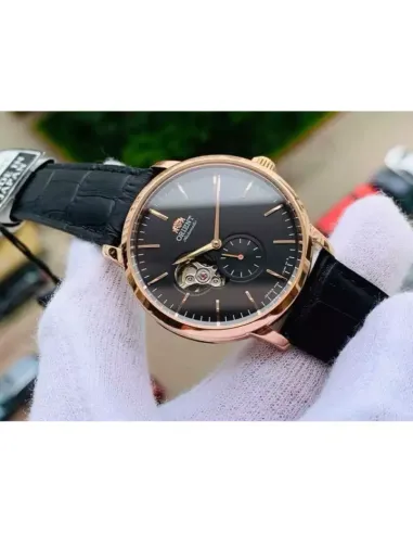 Reloj automático hombre Orient RA-AR0103B Open Heart correa cuero dial negro 40mm (permite cuerda manual)