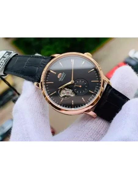 Reloj automático hombre Orient RA-AR0103B Open Heart correa cuero dial negro 40mm (permite cuerda manual)