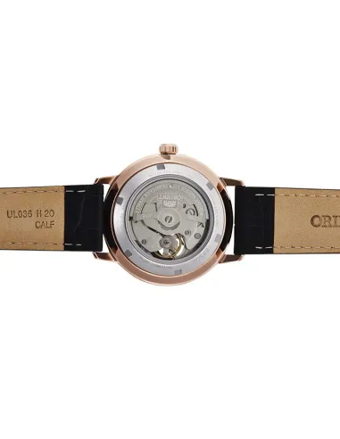 Reloj automático hombre Orient RA-AR0103B Open Heart correa cuero dial negro 40mm (permite cuerda manual)