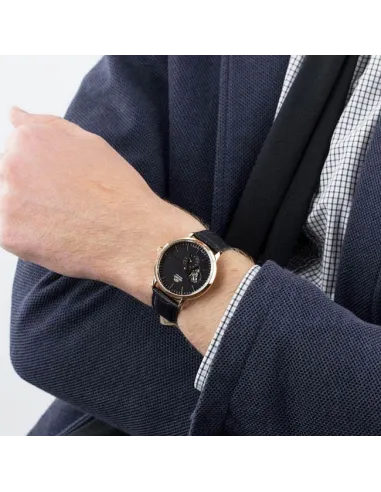 Reloj automático hombre Orient RA-AR0103B Open Heart correa cuero dial negro 40mm (permite cuerda manual)