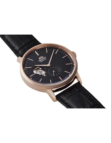 Reloj automático hombre Orient RA-AR0103B Open Heart correa cuero dial negro 40mm (permite cuerda manual)