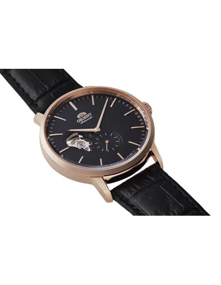 Reloj automático hombre Orient RA-AR0103B Open Heart correa cuero dial negro 40mm (permite cuerda manual)