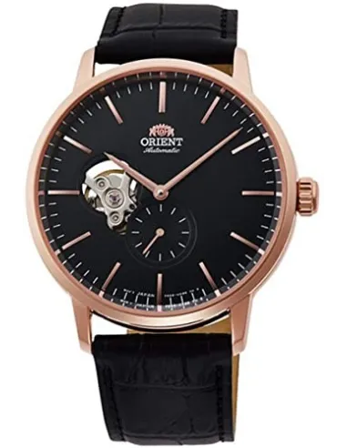 Reloj automático hombre Orient RA-AR0103B Open Heart correa cuero dial negro 40mm (permite cuerda manual)