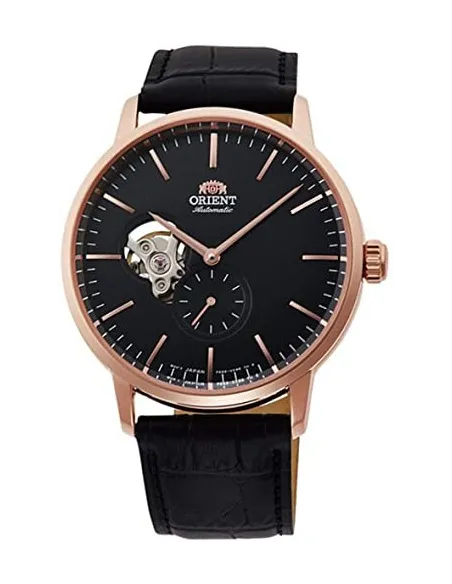 Reloj automático hombre Orient RA-AR0103B Open Heart correa cuero dial negro 40mm (permite cuerda manual)