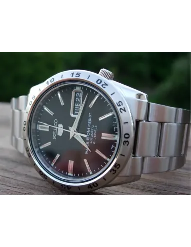 reloj automático hombre Seiko 5 SNKE01K1 dial negro 37mm correa acero 50m water resist