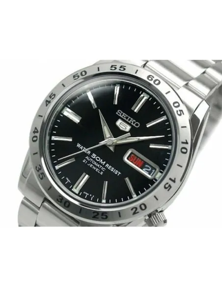 reloj automático hombre Seiko 5 SNKE01K1 dial negro 37mm correa acero 50m water resist