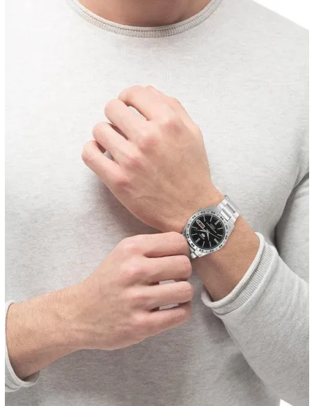 reloj automático hombre Seiko 5 SNKE01K1 dial negro 37mm correa acero 50m water resist