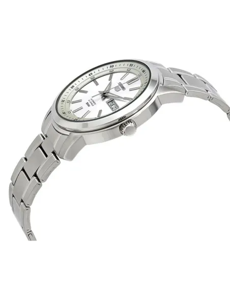 reloj automático hombre Seiko 5 SNKM83K1 dial blanco 43mm correa acero 50m water resist