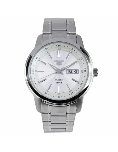 reloj automático hombre Seiko 5 SNKM83K1 dial blanco 43mm correa acero 50m water resist