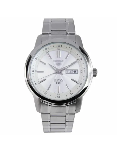reloj automático hombre Seiko 5 SNKM83K1 dial blanco 43mm correa acero 50m water resist