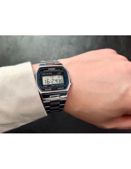 Reloj Casio Retro Classic Collection Plateado A164WA-1V UNISEX 7 años batería luz