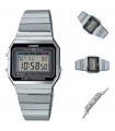 RELOJ CASIO VINTAGE ICONIC Digital Watch A700W-1A correa de acero alarma cronografo y luz led