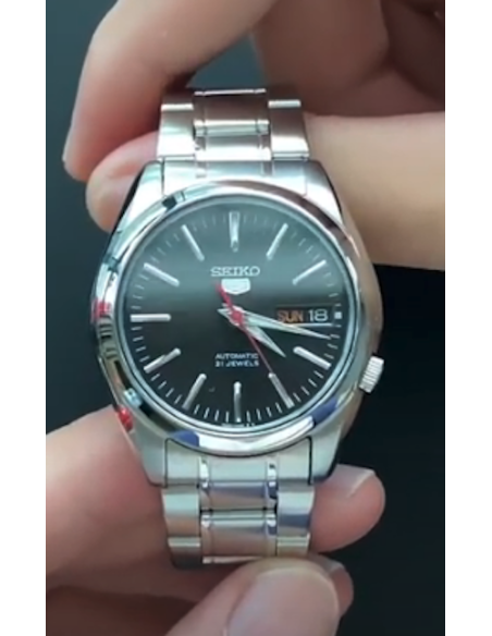 Reloj automático hombre Seiko 5 SNKL45K1 dial negro 38mm correa acero