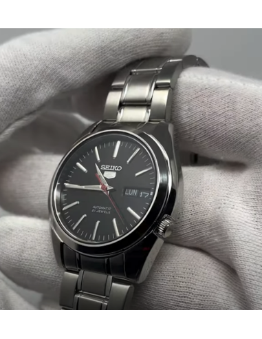 Reloj automático hombre Seiko 5 SNKL45K1 dial negro 38mm correa acero