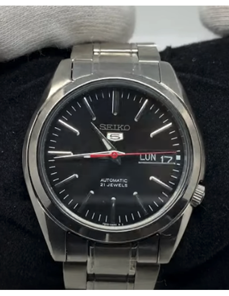 Reloj automático hombre Seiko 5 SNKL45K1 dial negro 38mm correa acero