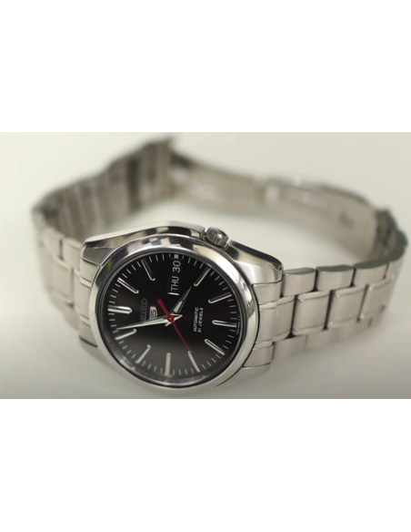 Reloj automático hombre Seiko 5 SNKL45K1 dial negro 38mm correa acero