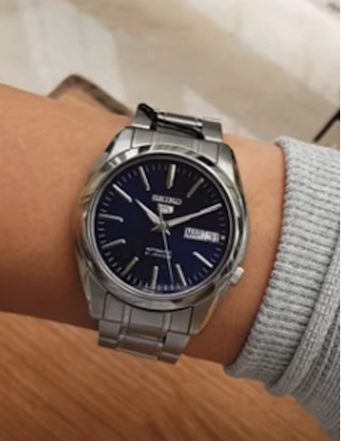 Reloj Automático hombre Seiko 5 SNKL43K1 Dial azul 37mm correa acero