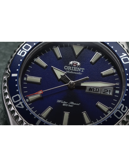 Reloj de buceo hombre automático Orient Kamasu RA-AA0002L dial azul 41.8mm DIVERS Cristal Zafiro correa acero