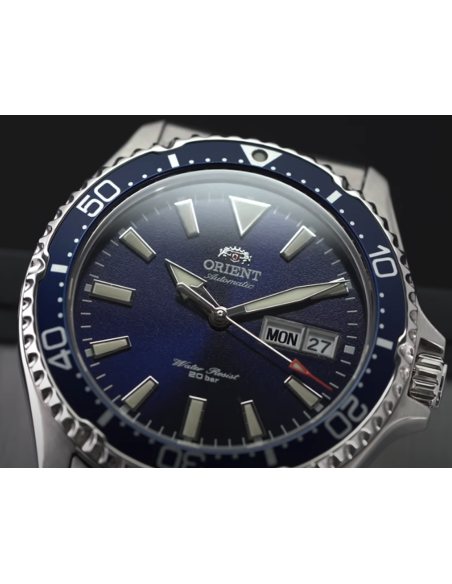 Reloj de buceo hombre automático Orient Kamasu RA-AA0002L dial azul 41.8mm DIVERS Cristal Zafiro correa acero
